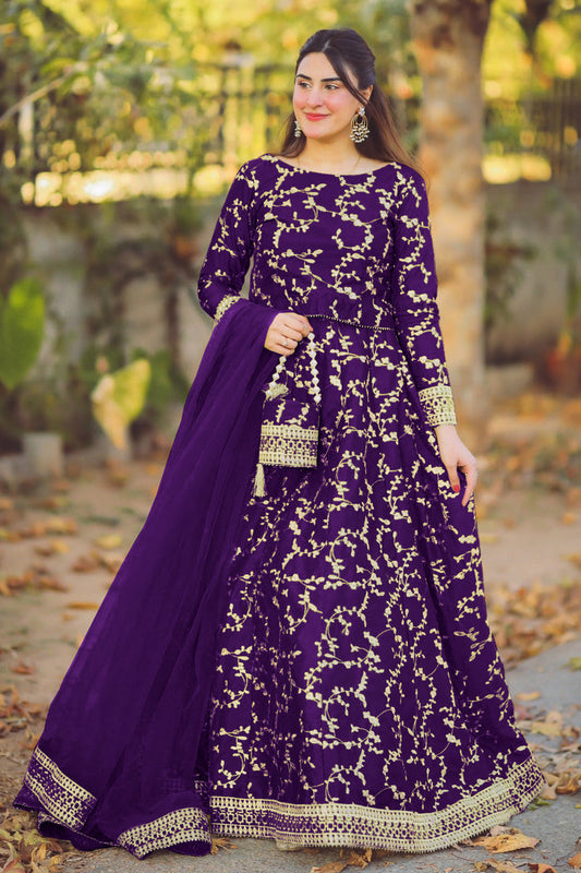 Embroidered Lehenga Choli 3pcs Set With Hand Bag