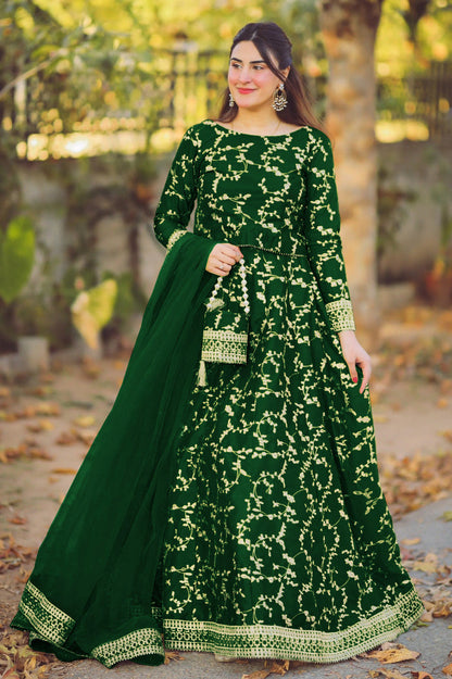 Embroidered Lehenga Choli 3pcs Set With Hand Bag