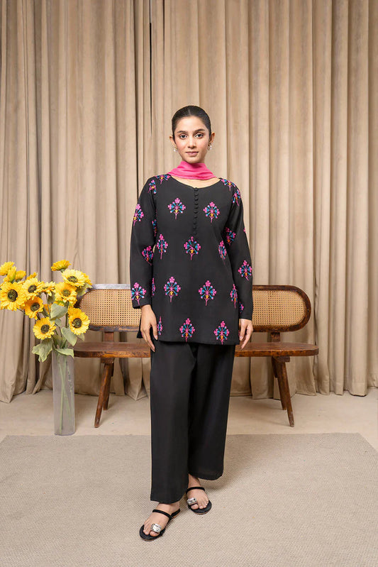 Black Blossom Printed 3Pc Suit