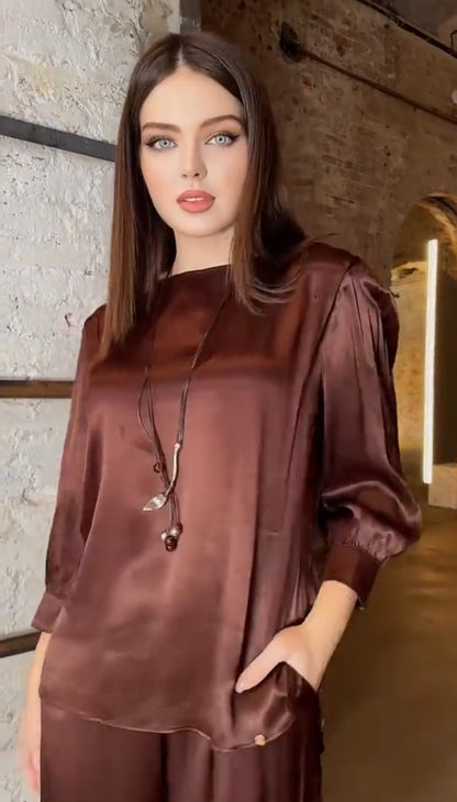 Back Drape Beauty Shamooz Slik Western Co-Ord Set