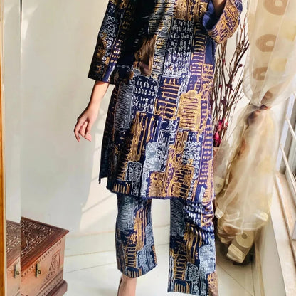 Rough Print design 2pcs Stitch suit
