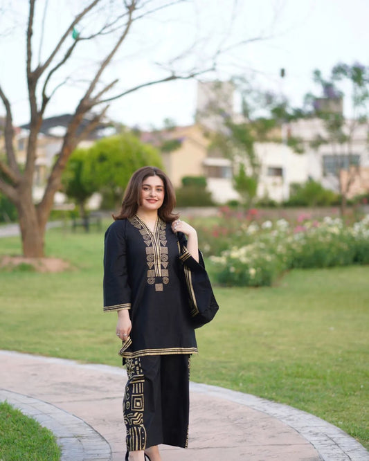 Lawn 2Pcs Suit Set With Hand Bag