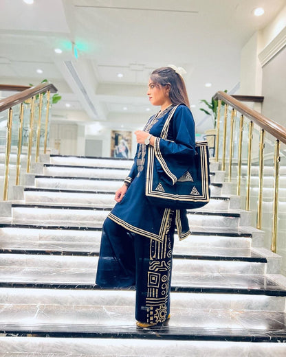 Lawn 2Pcs Suit Set With Hand Bag