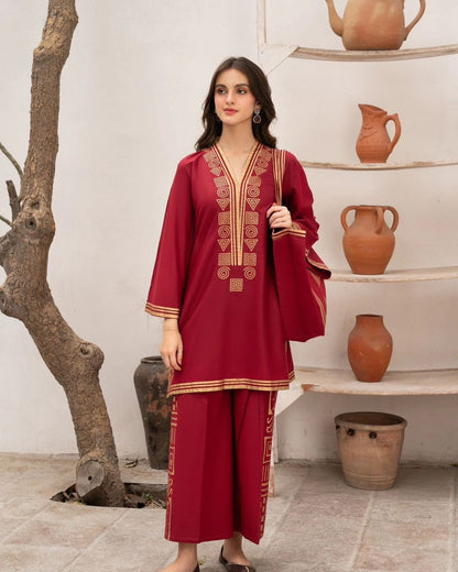 Lawn 2Pcs Suit Set With Hand Bag